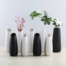 Florero de cerámica minimalista, florero de mesa blanco/Negro, moderno, Europeo, regalo de boda creativo, decoración del hogar 2024 - compra barato