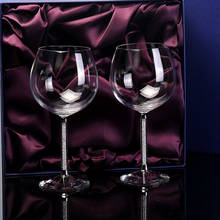 Copa de vino tinto de cristal burdeos, Copa grande de diamantes, paquete de caja de regalo de boda, fiesta en casa, 2 uds./1 Juego de 620ML 2024 - compra barato