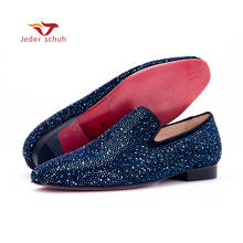 Jeder Schuh Men Leather Shoes With Night Sky Color Hinestones Prom And Banquet Men Casual Loafers Luxurious Smoking Slippers 2024 - buy cheap