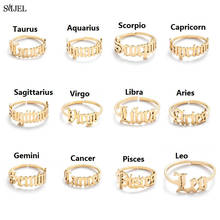 12 Constellation Rings For Women Stainless Steel Adjustable Zodiac Rings Creative Star Sign Gemini Cancer Aries Leo Jewelry Gift 2024 - buy cheap