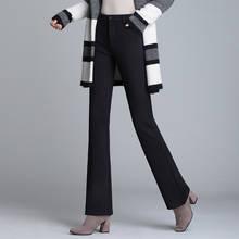 Calça feminina elástica, elegante, preta, para escritório, cintura elástica, casual, sólida, minimalista, 2020, primavera 2024 - compre barato