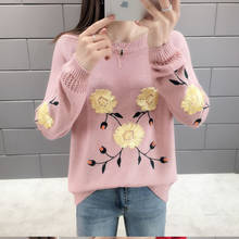 Women Long Sleeve Spring Knitted Thin Pullovers Sweaters 2020 O-Neck Female Knitting Casual Flower Printed Pull Jumper Ladies 2024 - buy cheap