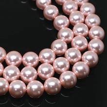 Wholesale pink round shell pearels simulated pearl loose spacers beads 4-14mm created for female jewel accessories 15inch B1613 2024 - buy cheap
