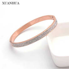 Xuanhua rosa ouro manguito pulseira de aço inoxidável pulseiras para mulheres moda jóias acessórios ofertas com frete grátis 2024 - compre barato