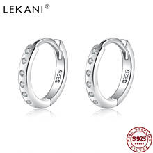 Lekani hoop brincos para mulher real 925 prata esterlina minimalista 5a zircônia cúbica círculo pequeno brinco coreano jóias presente 2024 - compre barato