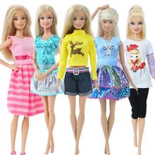 Vestido de boneca feito à mão para roupas de boneca barbie roupas padrão cartton roupas camiseta blusa calças 12 "acessórios de boneca brinquedo infantil 2024 - compre barato