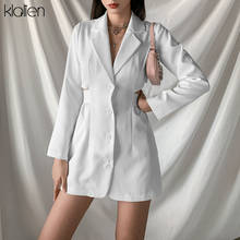 KLALIEN Autumn Fashion Elegant Office Lady Mini Dress Slim Korean White Simple Casual Women Bodycon Dress 2020 New Streetwear 2024 - buy cheap