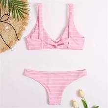 Sexy Pink Striped Low-Waist Bikini Sets Swimwear Women Swimsuits Bathing Suit 2021 Tank Top Bikinis Beachwear 2024 - buy cheap