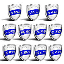 2 pçs escudo emblema modelo placa de identificação emblema lado do carro c-pilar adesivo para volvo c30 s40 s60 s80 s90 v40 v60 xc40 xc60 xc90 2024 - compre barato