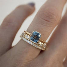 Модное роскошное свадебное кольцо с кристаллами Vagzeb 3 шт./компл. золотистого цвета с квадратным Цирконом обручальное кольцо для женщин 2024 - купить недорого