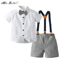 Комплект одежды для мальчиков, летняя детская одежда для маленьких джентльменов; Комбинезон для новорожденных; Одежда для малышей; Штаны с подтяжками, костюм на день рождения, вечерние, Roupas Bebes 2024 - купить недорого