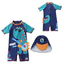 New 2022 Boys Swimsuit With Hat Shark Style Dinasour One Piece Children's Swimwear Boys Swimwear Shark Bathing Suit With Hat 2024 - buy cheap