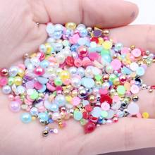 2-5mm and Mix Size Half Round Beads Many AB Colors Imitation Glue On Pearls Jewelry Nails Art Tips DIY Decoration Diamante 2024 - buy cheap