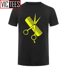 Homens Esfriar Cabeleireiro Tesoura Cabeleireiro Barbeiro Pente Presente Camiseta Armas Para Cabeleireiro Mulheres Hip-Hop Splicing Simples T-Shirt Tee 2024 - compre barato