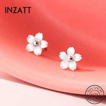 INZATT Real 925 Sterling Silver Shell Flower Plant Stud Earrings For Fashion Women Cute Fine Jewelry Bohemian Accessories GIFT 2024 - buy cheap