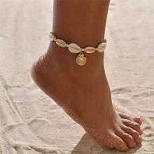 Modyle-tornozeleiras femininas da moda, tornozeleiras de cor dourada, com corrente de concha, bracelete de joia, novo, 2021 2024 - compre barato
