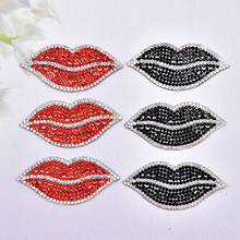 10Pcs/Lot Hot Fix Rhinestone Crystal Red Lips Motifs Iron on Transfer Applique Patches DIY Clothing Shoe Bags Accessories 2024 - buy cheap