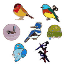 Blue Wren Magpies Woodpecker Cute Birds brooch Wildlife bird Brooch British Nature Art Enamel Pin 2024 - buy cheap