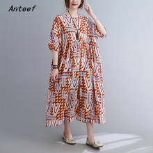 short sleeve oversized cotton vintage floral dresses for women casual loose long woman summer dress elegant clothes 2022 2024 - buy cheap