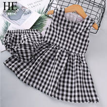 HE Hello Enjoy Baby Clothing Sets Girls Cute Summer Sleeveless Dress Girl 2Pieces Sets Short Pants+Dress Plaid Pattern for Baby 2024 - buy cheap