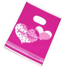 2021 New Design Wholesale 100pcs/lot 15*20cm Hot Pink Double Sweet Heart Plastic Present Gift Packaging Bags 2024 - buy cheap