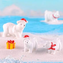 1pc/3pcs Animal Miniature Christmas Polar Bear Figurines Fairy Garden Miniaturas Micro Snow Landscape DIY Terrarium Accessories 2024 - buy cheap