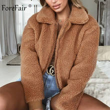 Forefair Winter Short Faux Fur Jacket Coat Women Oversize Casual Pockets Warm Natural Fake Fur Teddy Bear Bomber Jacket Female 2024 - buy cheap