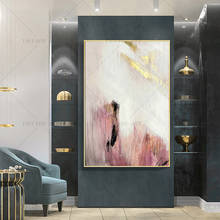 Abstract Artwork Modern Oil Painting On Canvas Lanscaple Pink Hand-painted Pictures Golden Pictures Wall Art Unframed 2024 - buy cheap