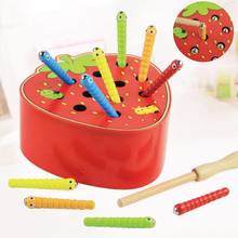 3D Puzzle Montessori Wooden Toys Early Childhood Educational Toys Catch Worm Game Color Cognitive Magnetic Strawberry Apple 2024 - buy cheap