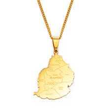 Ожерелье с подвеской Anniyo 3,5 см с картой Маврикия для женщин и мужчин, золотой цвет, украшения Африки, подарки #201421 2024 - купить недорого
