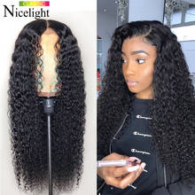 Nicelight волнистые передние парики на сетке человеческие волосы перуанские неповрежденные волосы для черных женщин натуральные безклеевые вьющиеся парики на сетке 2024 - купить недорого