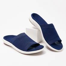 Zapatillas de playa ligeras para mujer, chanclas de punto, zapatos planos de verano, Color sólido, 2021 2024 - compra barato