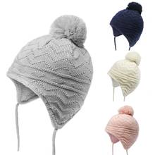 Autumn Winter Warm Cute Hair Ball Baby Hat Infant Ear Protection Knitted Beanie XXFE 2024 - buy cheap