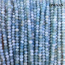 ONEVAN Natural Dominica Larimar Faceted Rondelle Charm Beads 2x3mm 3x4mm Stone Bracelet Necklace Jewelry Making Diy Design 2024 - buy cheap