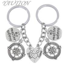 2pcs BBF Best Friends Key Chain Ring Set No Matter Where Compass Split Broken Ring Holder Souvenir For Gift 2024 - buy cheap