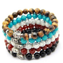 Natural Stone Tiger Eye 7 Chakra Bracelets & Bangles Yoga Balance Beads Buddha Prayer Elastic Bracelet Women Men 2024 - buy cheap