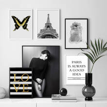 Sexy Girl Perfume Paris Tower Butterfly Wall Art Canvas Painting Nordic Posters And Prints Wall Pictures For Living Room Decor 2024 - buy cheap