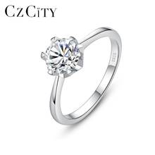 CZCITY 1CT Moissanite-Diamond Fine Jewelry for Women 925 Sterling Silver Wedding Engagement Promise Ring Aneis De Prata MSR-003 2024 - buy cheap