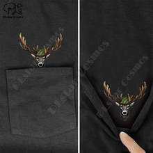 PLstar Cosmos T Shirt summer pocket Hat deer printed t-shirt men women shirts tops funny cotton black tees Drop shipping 2024 - buy cheap