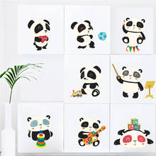 Quadros de panda para quarto de crianças, adorável, bambu, medir altura, adesivo de parede, animais, gráfico de crescimento, decalque de parede, interruptor, arte de mural 2024 - compre barato