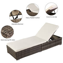 Pool Bed Chaise Lounge Bed Outdoor Leisure PE Rattan Furniture Iron Frame 122x72x22CM Grey/Brown/Black[US-Stock] 2023 - buy cheap