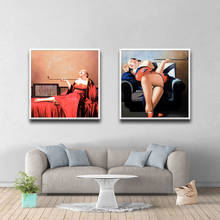Retrato moderno de uma senhora gorda pintados à mão quadros a óleo da lona impressão imagem arte da parede sala estar quarto decoração casa cuadros 2024 - compre barato
