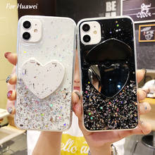 Case For Huawei P40 P20 Pro P30 Lite Mate 30 Heart Mirror Holder On Honor 20s 9X 9A 10i 20i Nova 7s 6 SE 5i Bling Glitter Cover 2024 - buy cheap