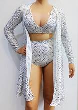 Women Silver Rhinestones Bra Short Jacket White Outfit Set Bar Dance Singer Show Wear Stage Prom Outfit Set Pole Dance Costume 2024 - buy cheap