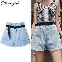 Women's Summer Shorts Denim High Waisted With Belt Loose Short Jeans Women Denim Shorts With Pockets Jeans Short Woman Casual 2024 - buy cheap