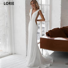 LORIE Soft Satin Mermaid Wedding Dresses Sexy Deep V Neck Open Back Side Illusion Princess Bridal Gowns Sleeveless Party Gown 2024 - buy cheap