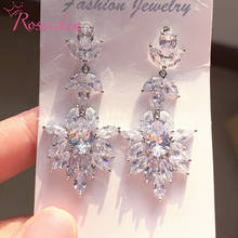 Zircons Elegant Evening Party Wedding  Earrings Luxury Long Full CZ Crystal Big Drop Dangle Earrings  RE3373 2024 - buy cheap