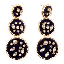 Round Pendant Glass Crystal Gold Metal Drop Dangle Earrings for Women Florate Brand Alloy Statement Earrings for Christmas Gift 2024 - buy cheap