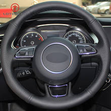 LQTENLEO negro de cuero Artificial protector para volante de coche para Audi A1 A3 A4 2015-2016 A7 2012-2018 S7 2013-2018 RS7 2014-2015 2024 - compra barato