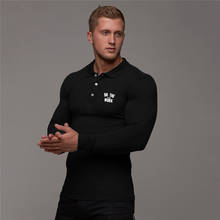 Mens Running T Shirt Autumn Brand Gym Fitness Mens Sports Long Sleeve Polo Shirts Male Slim Fit Compression  Workout Polo Tshirt 2024 - buy cheap